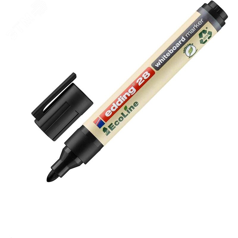 Изображение товара Маркер для белых досок Edding 28/1 Ecoline черный (толщина линии 1,5-3 мм) круглый наконечник (шт)