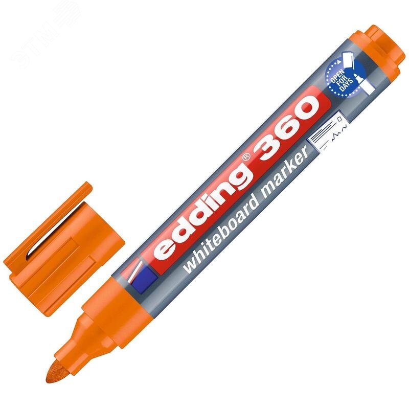Изображение товара Маркер для белых досок Edding 360/6 оранжевый (толщина линии 1,5-3 мм) круглый наконечник (шт)