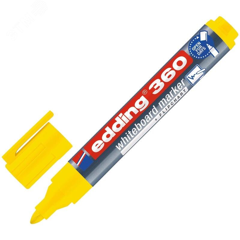 Изображение товара Маркер для белых досок Edding 360/5 желтый (толщина линии 1,5-3 мм) круглый наконечник (шт)