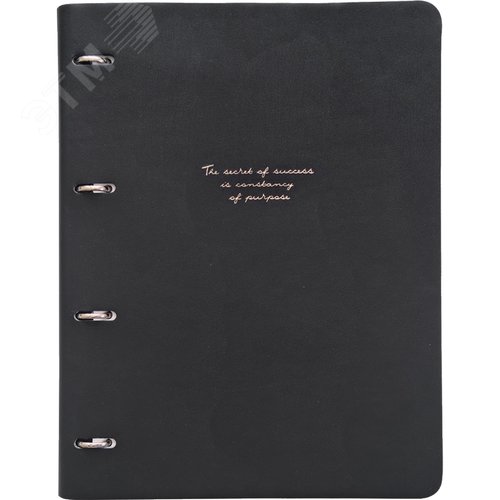 Изображение товара Тетрадь на кольцах со сменным блоком Infolio Study Quote А4 120 листов черная в клетку с перфорацией, тиснение фольгой (шт)