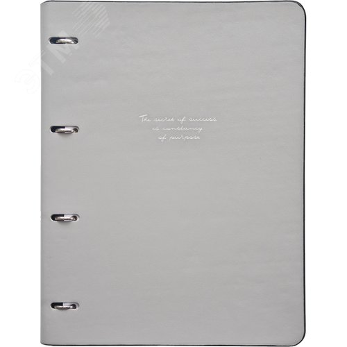 Изображение товара Тетрадь на кольцах со сменным блоком Infolio Study Quote А4 120 листов серая в клетку с перфорацией, тиснение фольгой (шт)