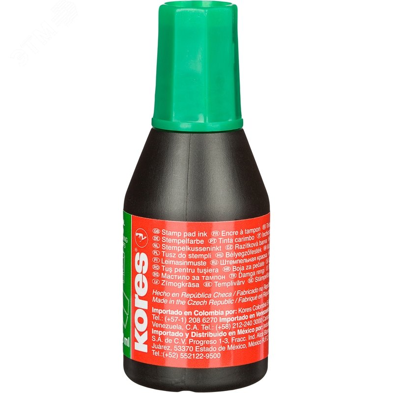 Изображение товара Краска штемпельная Kores зеленая на водно-масляной основе 28 мл (шт)