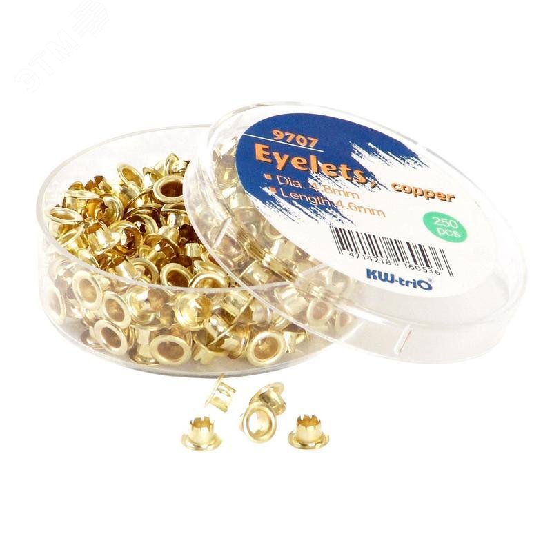 Изображение товара Люверсы для дыроколов KW-Trio золотистые 4,8 мм 250 штук