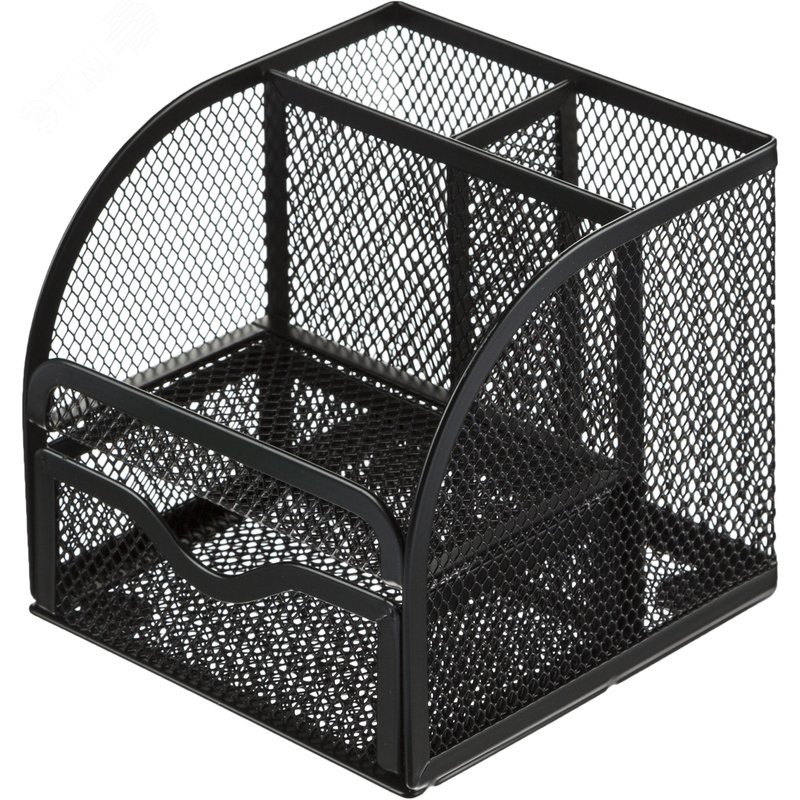 Изображение товара Подставка-стакан для канцелярских принадлежностей M&G 4 отделения черная 11,7 х 12,5 х 11,5 см (шт)