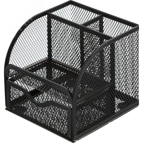 Изображение товара Подставка-стакан для канцелярских принадлежностей M&G 4 отделения черная 11,7 х 12,5 х 11,5 см (шт)