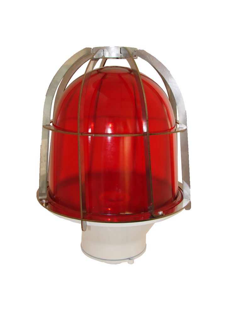 Прибор светосигнальный ЗОМ с решеткой  красный IP53 95Вт Лампа накаливания.  Крепление на трубу