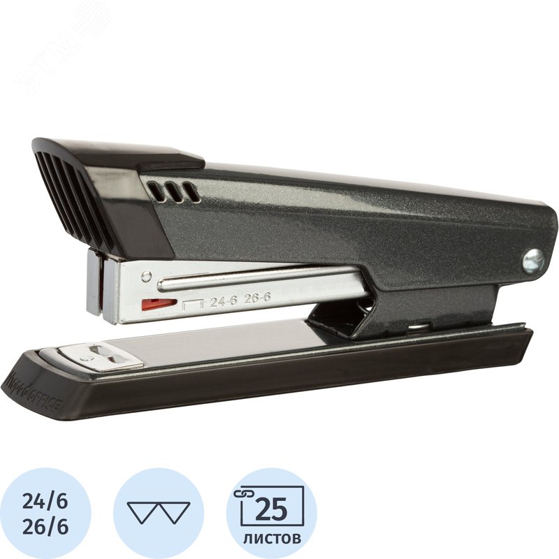 Изображение товара Степлер Maped Metal Start до 25 листов темно-серый (скобы № 24/6, 26/6) (шт)
