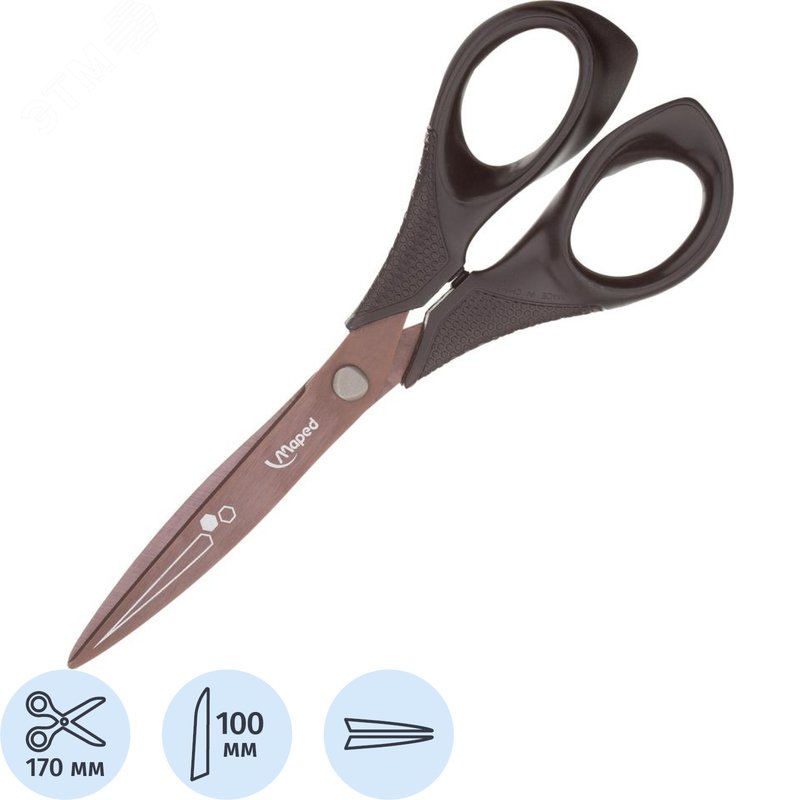 Изображение товара Ножницы 170 мм Maped Titanium с пластиковыми ручками, сверхпрочные