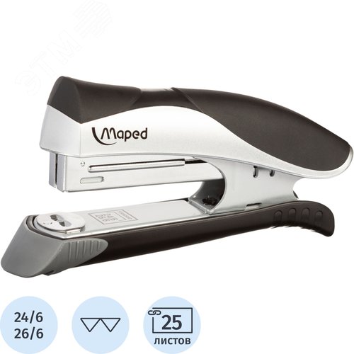 Изображение товара Степлер Maped Ergologic 352511 до 25 листов черный (скобы № 24/6, 26/6) (шт)