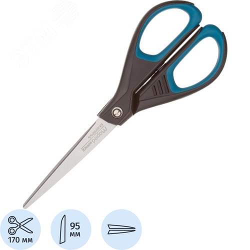 Изображение товара Ножницы 170 мм Maped Essentials soft с пластиковыми прорезиненными симметричными ручками черного/синего цвета 468210 (шт)