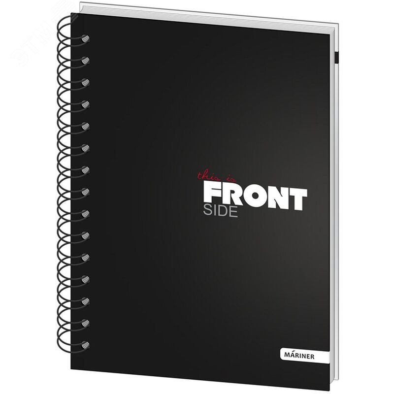 Изображение товара Бизнес-тетрадь Mariner All Right Front А5 120 листов черная/белая в клетку на спирали 1 разделитель (148х205 мм) (шт)