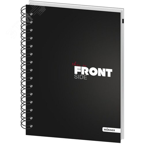 Изображение товара Бизнес-тетрадь Mariner All Right Front А5 120 листов черная/белая в клетку на спирали 1 разделитель (148х205 мм) (шт)