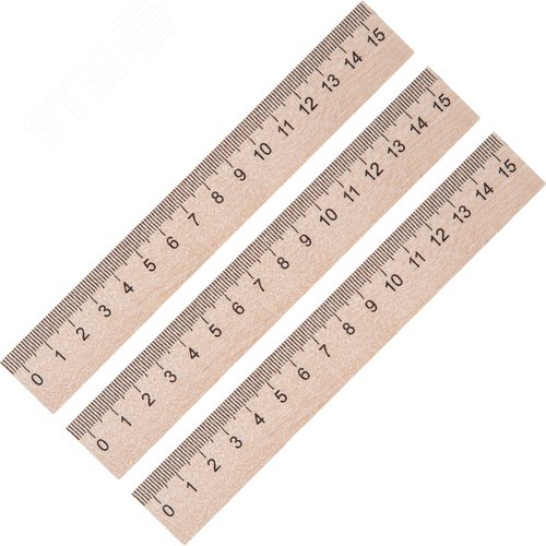 Изображение товара Линейка №1 School 15 см деревянная коричневая (3 штуки в упаковке) (упак)
