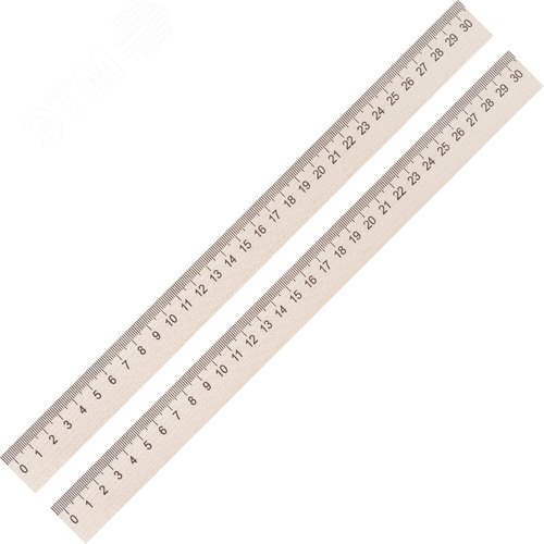 Изображение товара Линейка №1 School 30 см деревянная коричневая (2 штуки в упаковке) (упак)
