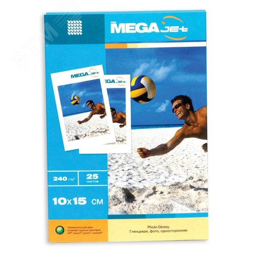 Изображение товара Фотобумага для цветной струйной печати ProMega jet односторонняя (глянцевая микропористая, 10х15 см, 240 г/кв.м, 25 листов) (шт)