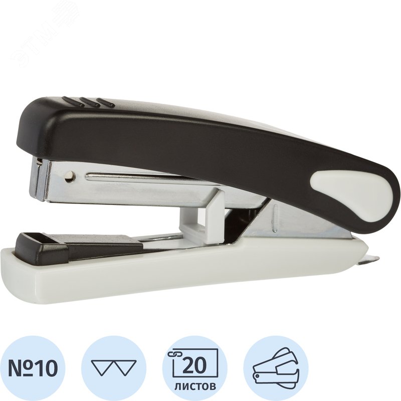Изображение товара Степлер Sax 519 до 20 листов черный (скобы № 10, с антистеплером) (шт)