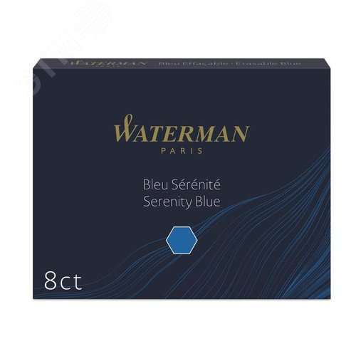 Изображение товара Картриджи чернильные для перьевой ручки Waterman Cartridge Size Standard синий (8 штук в упаковке) (упак)