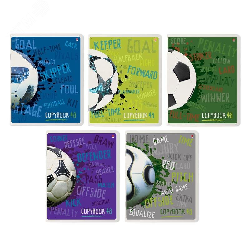 Изображение товара Тетрадь общая Bruno Visconti Футбол А5 48 листов в клетку на скрепке (, Soft Touch, 5 штук в упаковке) (упак)