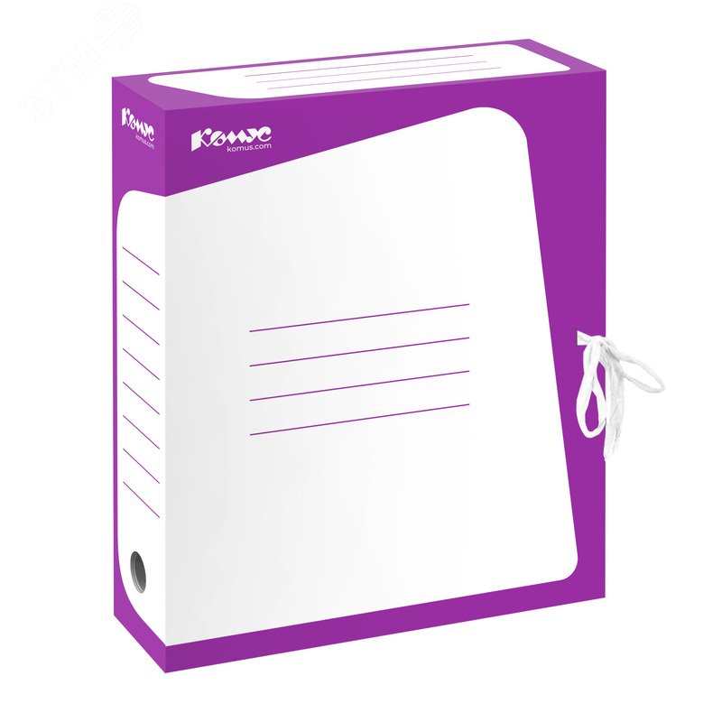 Изображение товара Короб архивный на 2-х завязках Комус А4 75 мм гофрокартон до 770 листов сиреневый (шт)