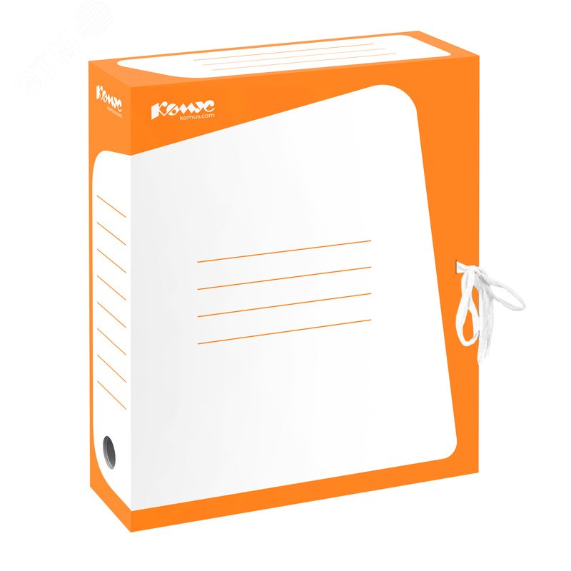 Изображение товара Короб архивный на 2-х завязках Комус А4 75 мм гофрокартон до 770 листов оранжевый (шт)