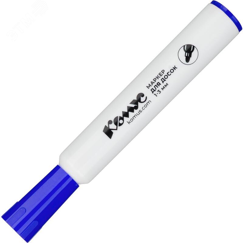 Изображение товара Маркер для белых досок Комус синий (толщина линии 1-3 мм) круглый наконечник (шт)