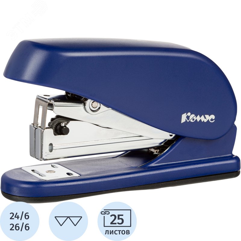 Изображение товара Степлер Комус Light-Force half strip до 25 листов синий (скобы № 24/6, 26/6, энергосберегающий) (шт)