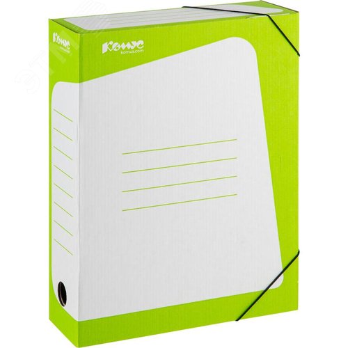 Изображение товара Короб архивный гофрокартон Комус на резинках 262х75x324 мм салатовый до 770 листов (шт)