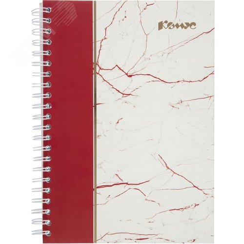 Изображение товара Тетрадь общая А4 120л Комус МраморКрасный клетка,80г,греб,карт,фольг,УФ-лак (шт)