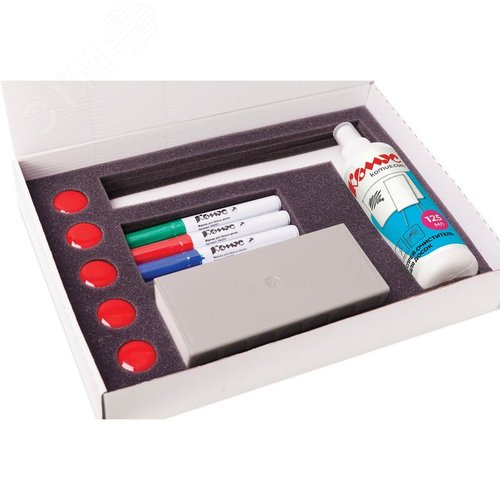 Изображение товара Набор принадлежностей Комус для магнитно-маркерной доски (5 предметов в наборе) (набор)