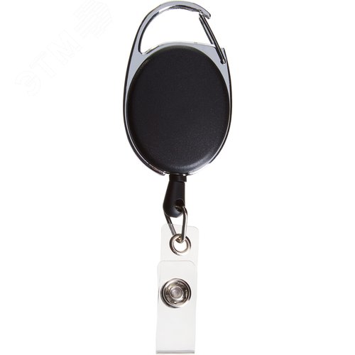 Изображение товара Держатель для бейджа Комус (рулетка 65 см) крепление кнопкой черный (шт)