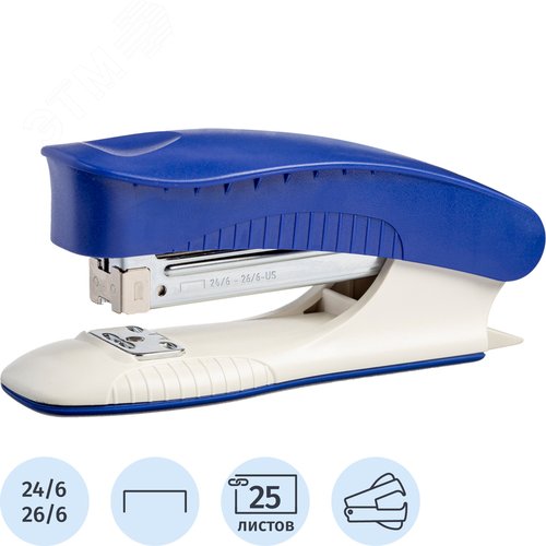 Изображение товара Степлер Комус PSBL2425 до 25 листов синий (скобы № 24/6, 26/6, с антистеплером) (шт)