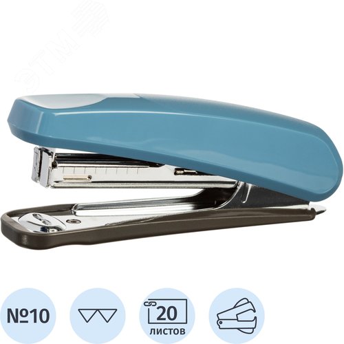 Изображение товара Степлер Комус Elegans 1111 до 20 листов синий (скобы № 10, с антистеплером) (шт)