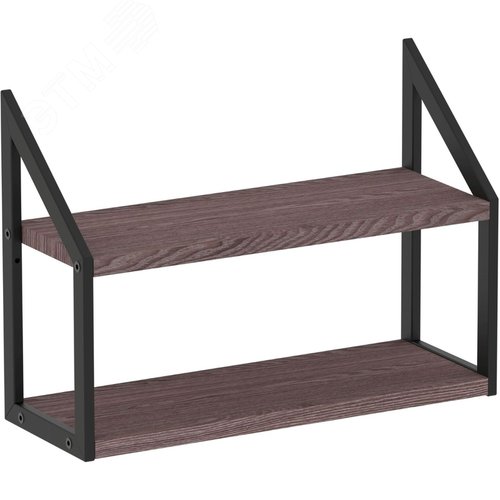 Изображение товара Полка настенная/настольная Комус Онега-8 чёрный муар/ясень анкор тёмный 450х150х300 мм (шт)