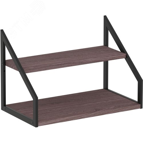 Изображение товара Полка настенная/настольная Комус Онега-8 чёрный муар/ясень анкор тёмный 450х250х300 мм (шт)