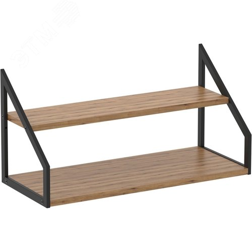 Изображение товара Полка настенная/настольная Комус Онега-8 чёрный муар/дуб вотан 600х250х300 мм (шт)