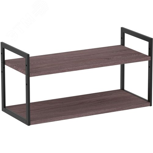 Изображение товара Полка настенная/настольная Комус Онега-6 чёрный муар/ясень анкор тёмный 600х250х300 мм (шт)