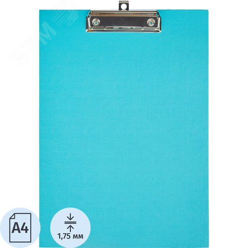 Изображение товара Папка-планшет с зажимом Комус A4 бирюзовая (шт)