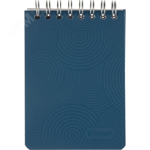 Изображение товара Блокнот Комус Пластик-Металлик А7 80 листов синий в клетку на спирали (76х117 мм) (шт)