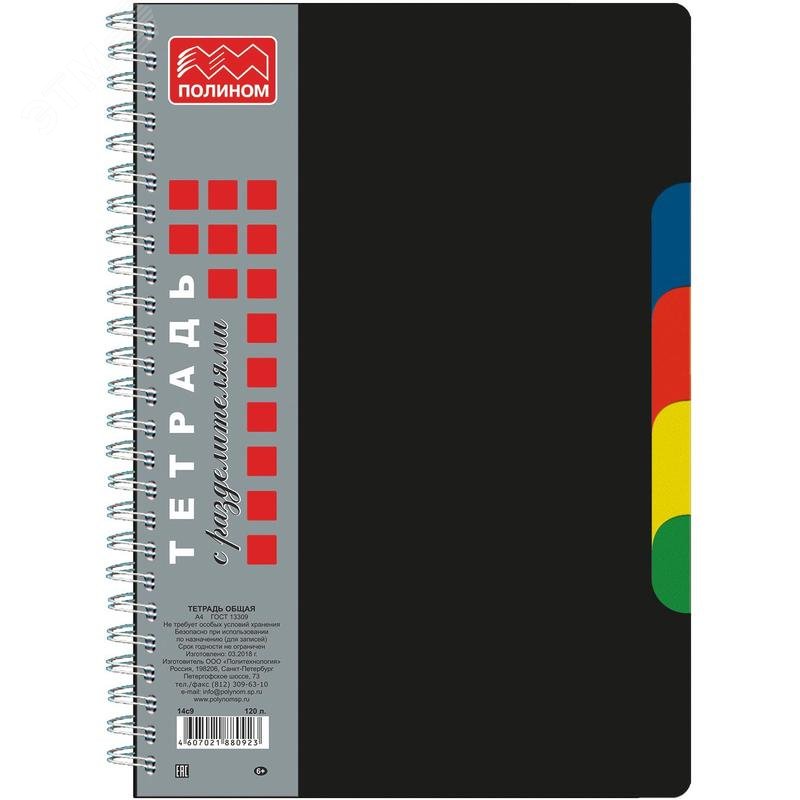Изображение товара Бизнес-тетрадь Полином А4 120 листов черная в клетку на спирали (203х290 мм) (шт)
