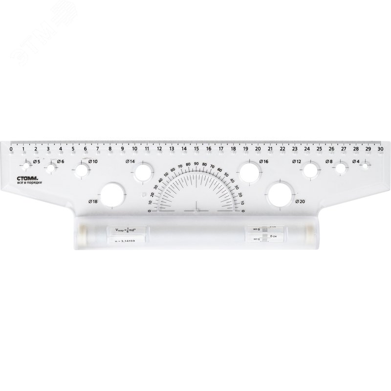 Изображение товара Линейка рейсшина Стамм ЛР25 30 см пластиковая прозрачная