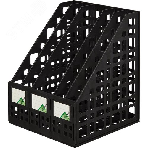 Изображение товара Лоток вертикальный для бумаг 245 мм Стамм пластиковый черный 5 отделений (шт)