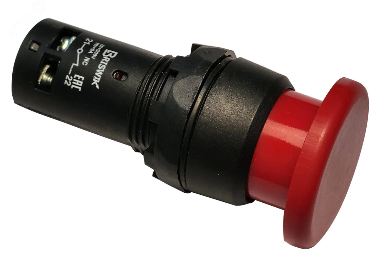 Изображение товара Выключатель КМЕ 2101м грибовидный красный IP40 для установки на лицевую панель