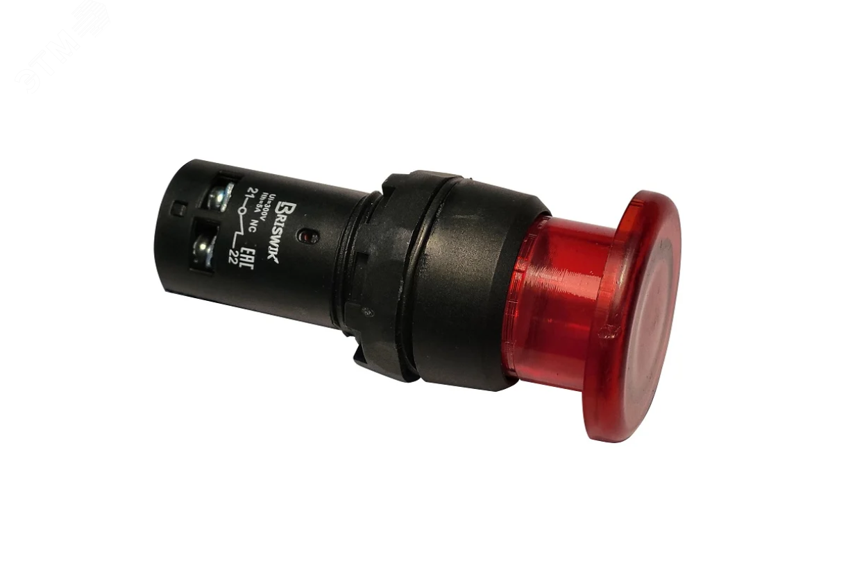 Изображение товара Выключатель грибовидный IP40 24В красный с индикатором Briswik EB2F-01DM