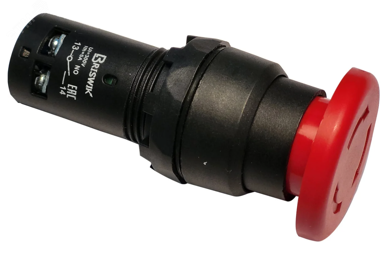 Изображение товара Выключатель со степенью защиты IP40, грибовидный, красный, 220 В, монтаж на панель