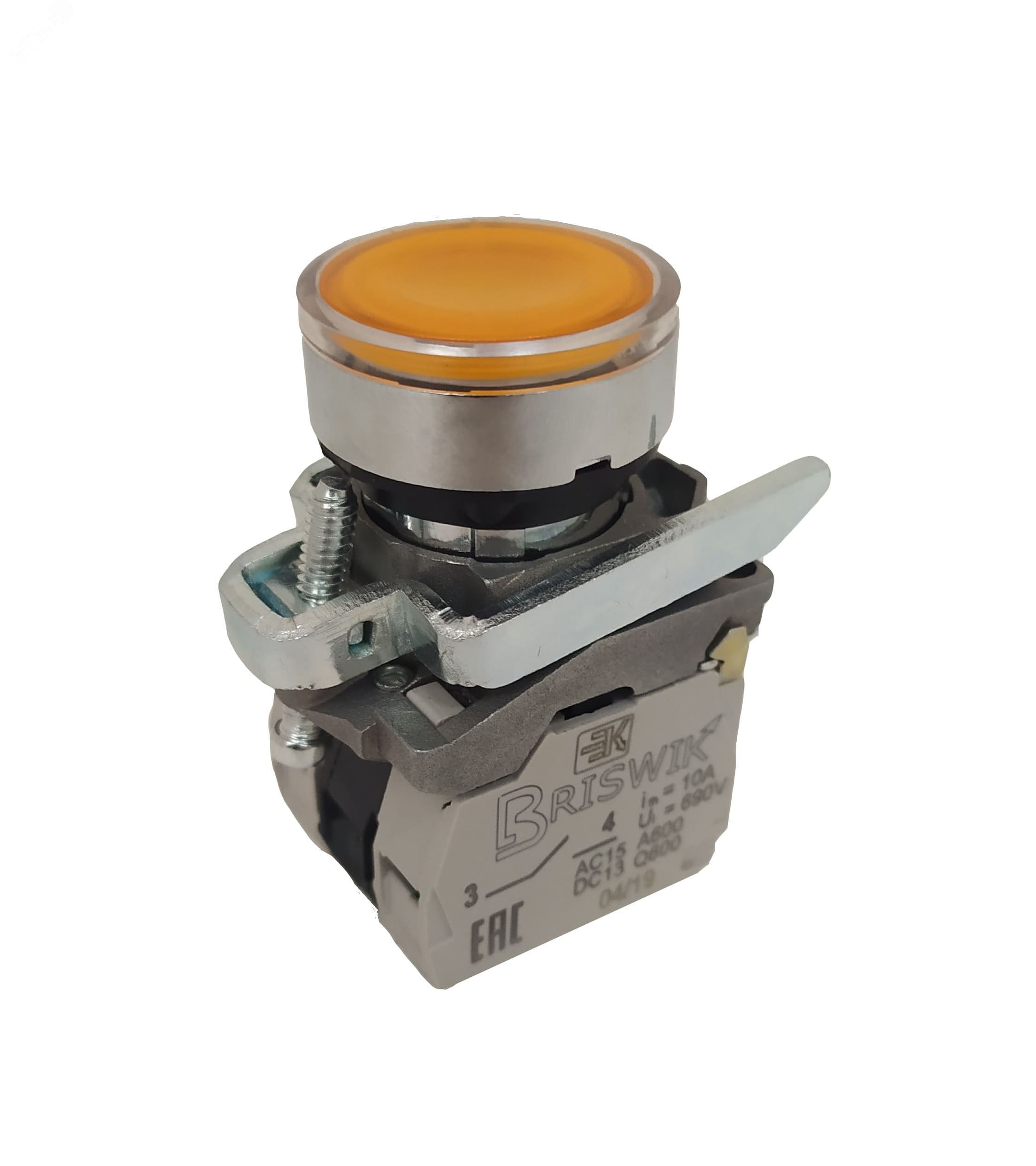 Изображение товара Выключатель КМЕ 4610м-ЛС 24В желтый IP65 цилиндрический, 1но+0нз