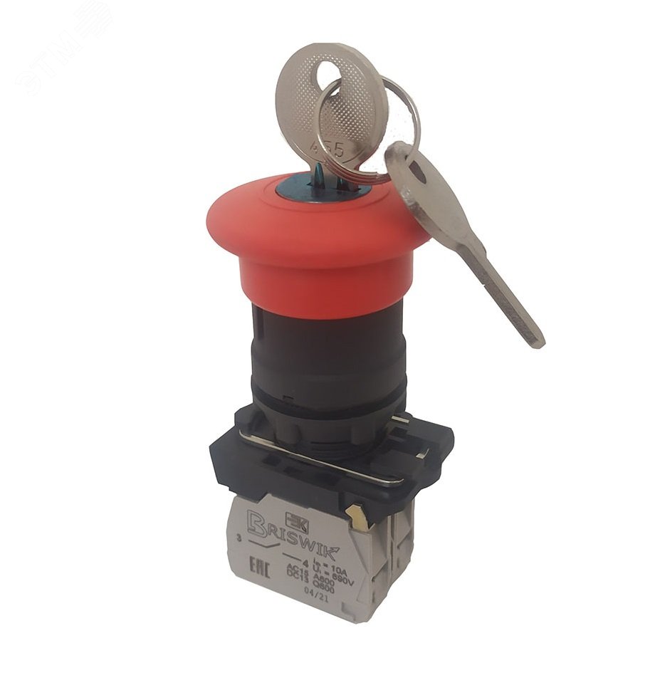 Изображение товара Выключатель КМЕ 5101м -К красный нажимной с фиксацией и ключом 690 В IP40