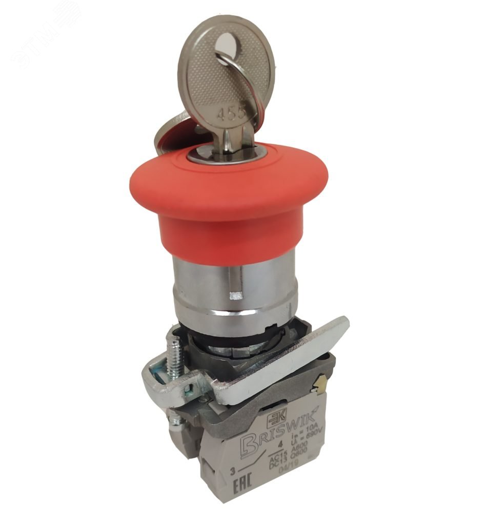 Изображение товара Выключатель КМЕ 5601м -КС красный IP65 с фиксированным ключом и защитой