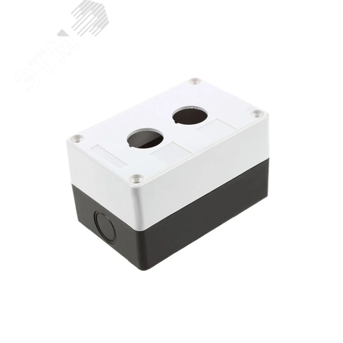 Изображение товара Корпус поста КП 102 пластик IP65 (HAL-B2) темно-серый-белый на 2 отверстия (шт)