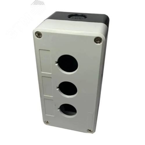 Изображение товара Корпус поста КП 103 пластик IP65 (HAL-B3) темно-серый-белый на 3 отверстия (шт)