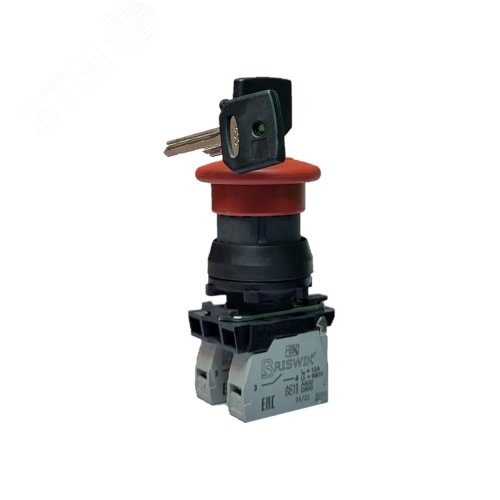 Изображение товара Выключатель КЕ 211/2м красный 1но+1нз Гриб Ключ с фикс IP66 УХЛ2 10А (шт)